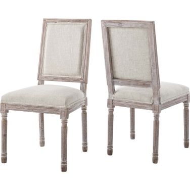 Court Beige Dining Side Chair Upholstered Fabric Set of 2