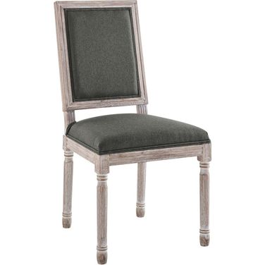 Court French Vintage Upholstered Fabric Dining Side Chair In Natural/Gray
