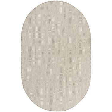 Courtyard 6' x 9' Oval Rug In Ivory and Silver