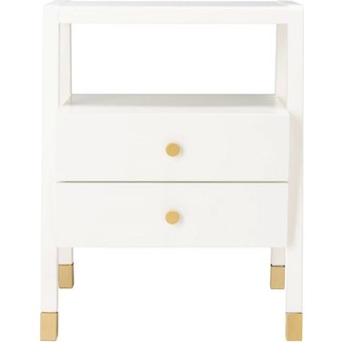 Cove 2 Drawer 1 Shelf Accent Table in White and Gold