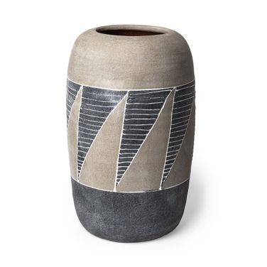 Cove Ceramic Vase In Grey and Brown