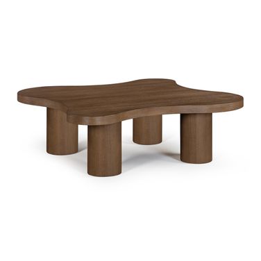 Cove Oak Veneer and Solid Wood Coffee Table In Brown Walnut