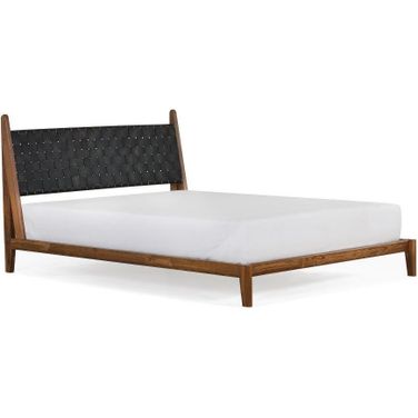 Cove Queen Bed In Black Leather