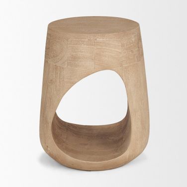 Cove Sculptural Open Side Table In Light Brown