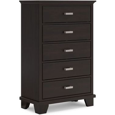 Covetown Chest Of Drawers In Dark Brown