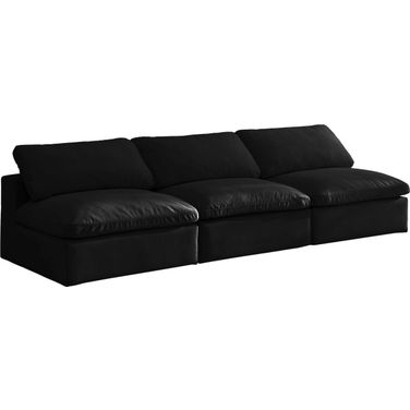 Cozy Velvet Comfort 3 Piece Modular Armless Sofa In Black