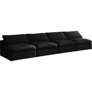 Cozy Velvet Comfort 4 Piece Modular Armless Sofa In Black