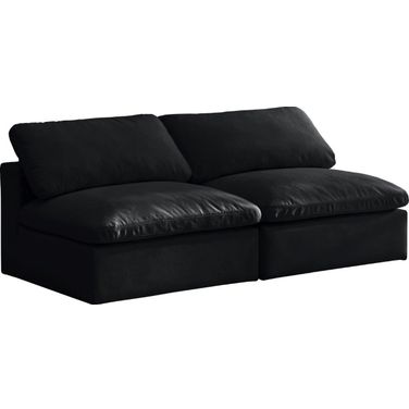 Cozy Velvet Comfort 2 Piece Modular Armless Sofa In Black
