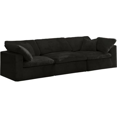 Cozy Velvet Comfort 3 Seater Modular Sofa with Arm Support In Black