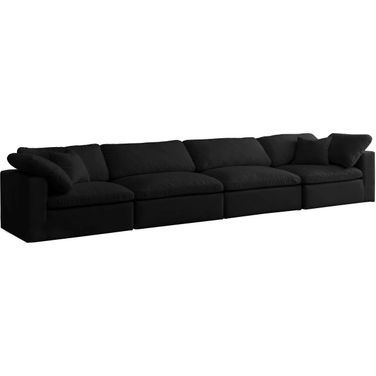 Cozy Velvet Comfort 4 Seater Modular Sofa with Arm Support In Black
