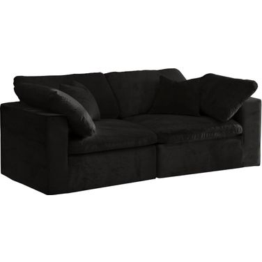Cozy Velvet Comfort 2 Seater Modular Sofa with Arm Support In Black
