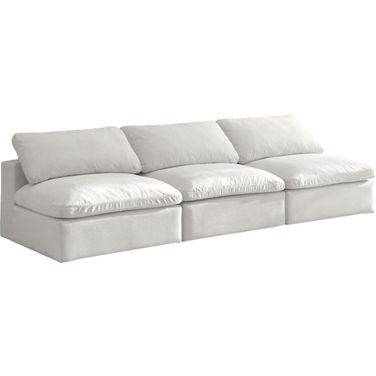 Cozy Velvet Comfort 3 Piece Modular Armless Sofa In Cream