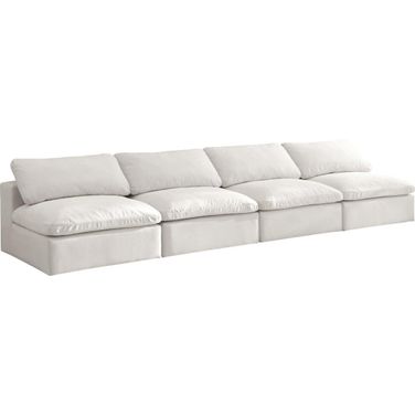 Cozy Velvet Comfort 4 Piece Modular Armless Sofa In Cream