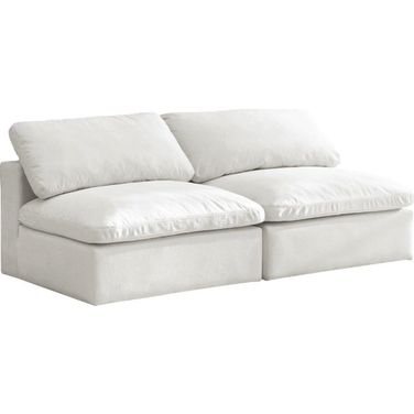 Cozy Velvet Comfort 2 Piece Modular Armless Sofa In Cream