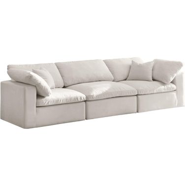 Cozy Velvet Comfort 3 Seater Modular Sofa with Arm Support In Cream