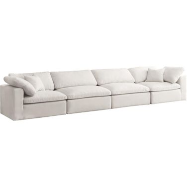 Cozy Velvet Comfort 4 Seater Modular Sofa with Arm Support In Cream