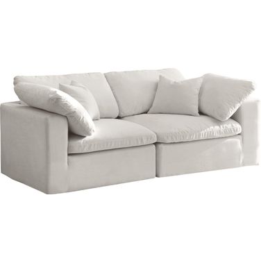 Cozy Velvet Comfort 2 Seater Modular Sofa with Arm Support In Cream