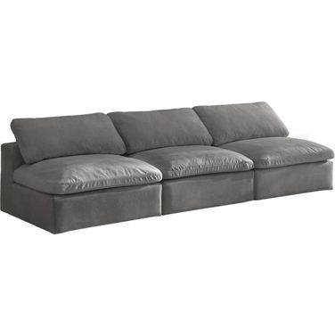 Cozy Velvet Comfort 3 Piece Modular Armless Sofa In Grey