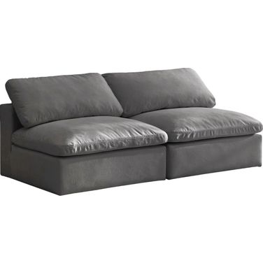 Cozy Velvet Comfort 2 Piece Modular Armless Sofa In Grey