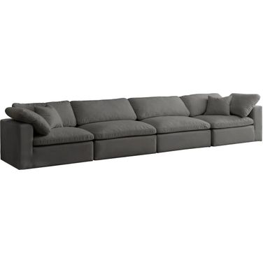 Cozy Velvet Comfort 4 Seater Modular Sofa with Arm Support In Grey