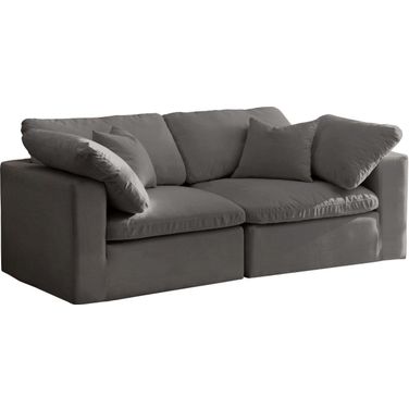 Cozy Velvet Comfort 2 Seater Modular Sofa with Arm Support In Grey