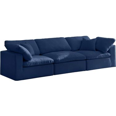 Cozy Velvet Comfort 3 Seater Modular Sofa with Arm Support In Navy