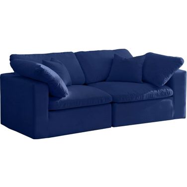Cozy Velvet Comfort 2 Seater Modular Sofa with Arm Support In Navy
