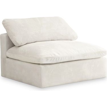 Cozy Velvet Armless Chair In Cream