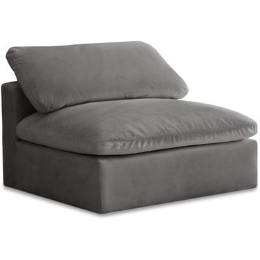 Cozy Velvet Armless Chair In Grey
