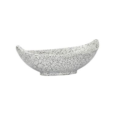 Crackled Long Bowl In Black and White