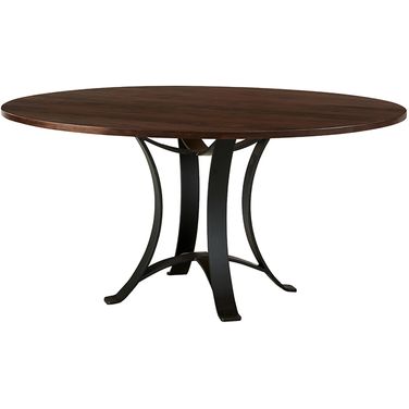 Crafted 60 Inch Round Table With Metal Base In Dark Cherry