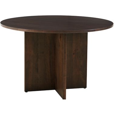 Crafted 60 Inch Round Table With Wood Base In Dark Cherry
