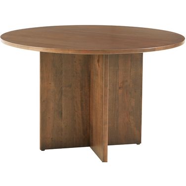 Crafted 60 Inch Round Table With Wood Base In Medium Cherry
