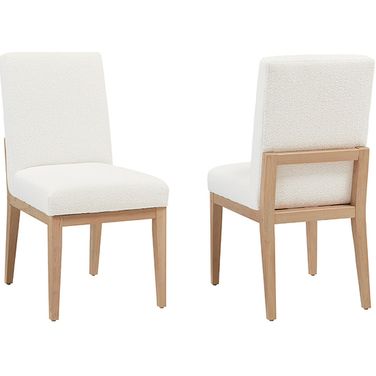Crafted Cherry Upholstered Side Chair In White Fabric