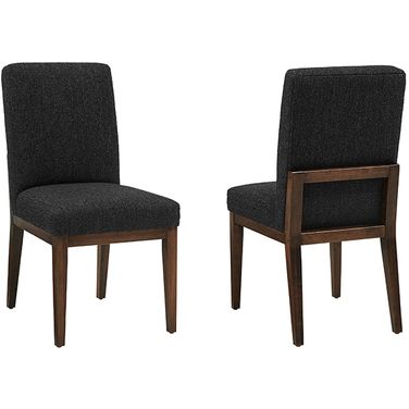 Crafted Dark Cherry Upholstered Side Chair In Black Fabric