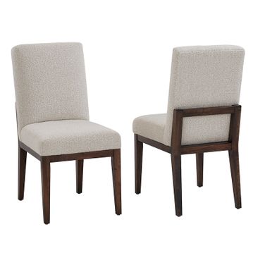 Crafted Dark Cherry Upholstered Side Chair In Oatmeal Fabric