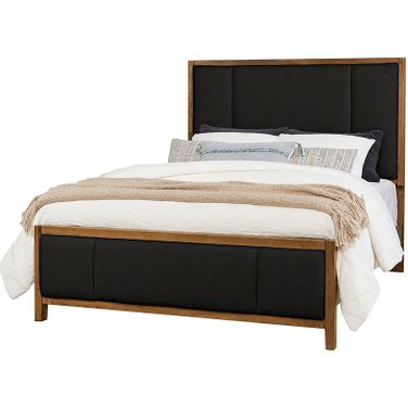 Crafted Medium Cherry King Upholstered Bed In Black Fabric