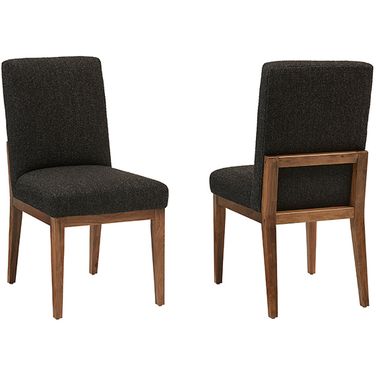 Crafted Medium Cherry Upholstered Side Chair In Black Fabric