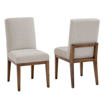 Crafted Medium Cherry Upholstered Side Chair In Oatmeal Fabric
