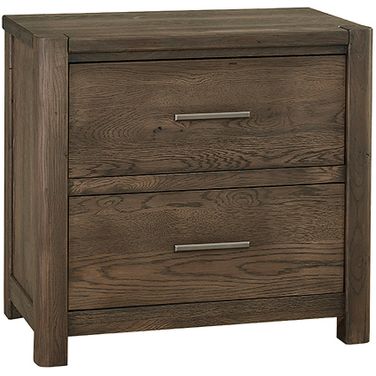 Crafted Oak 2 Drawer Nightstand In Aged Grey