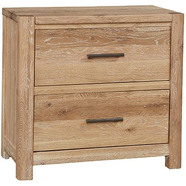 Crafted Oak 2 Drawer Nightstand In Bleached White