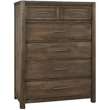 Crafted Oak 5 Drawer Chest In Aged Grey