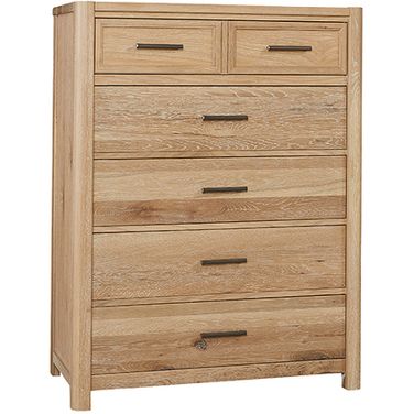 Crafted Oak 5 Drawer Chest In Bleached White
