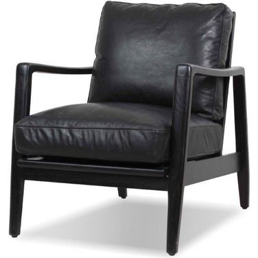 Craftsman Matte Black Frame And Leather Accent Chair