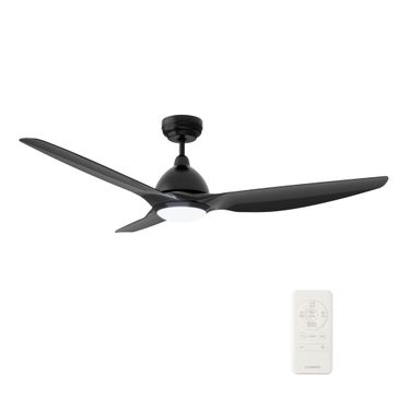 Cranston 52 Inch 3-Blade Flush Mount Smart Ceiling Fan with LED Light and Remote In Black