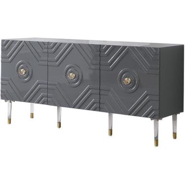 Crawford 65 Inch Wood Sideboard With Gold Accents In Gray