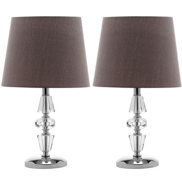 Crescendo Clear and Light Grey 16 Inch Tiered Crystal Lamp Set of 2