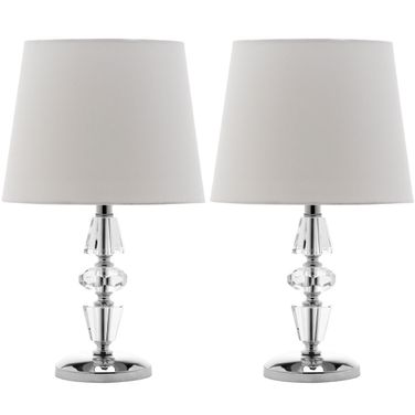 Crescendo Clear and Off-White 16 Inch Tiered Crystal Lamp Set of 2