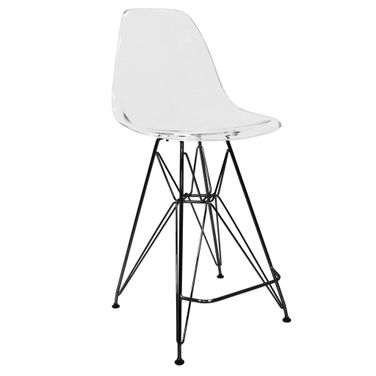 Cresco Modern Acrylic Bar Stool In Black Base with Clear Seat