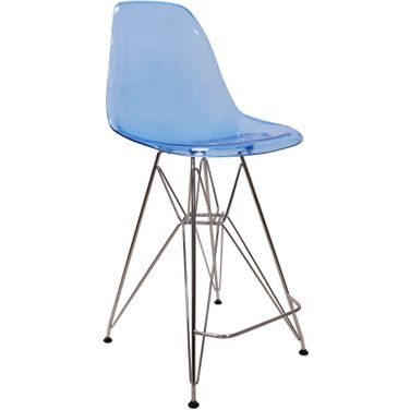 Cresco Acrylic Barstool In Transparent Blue